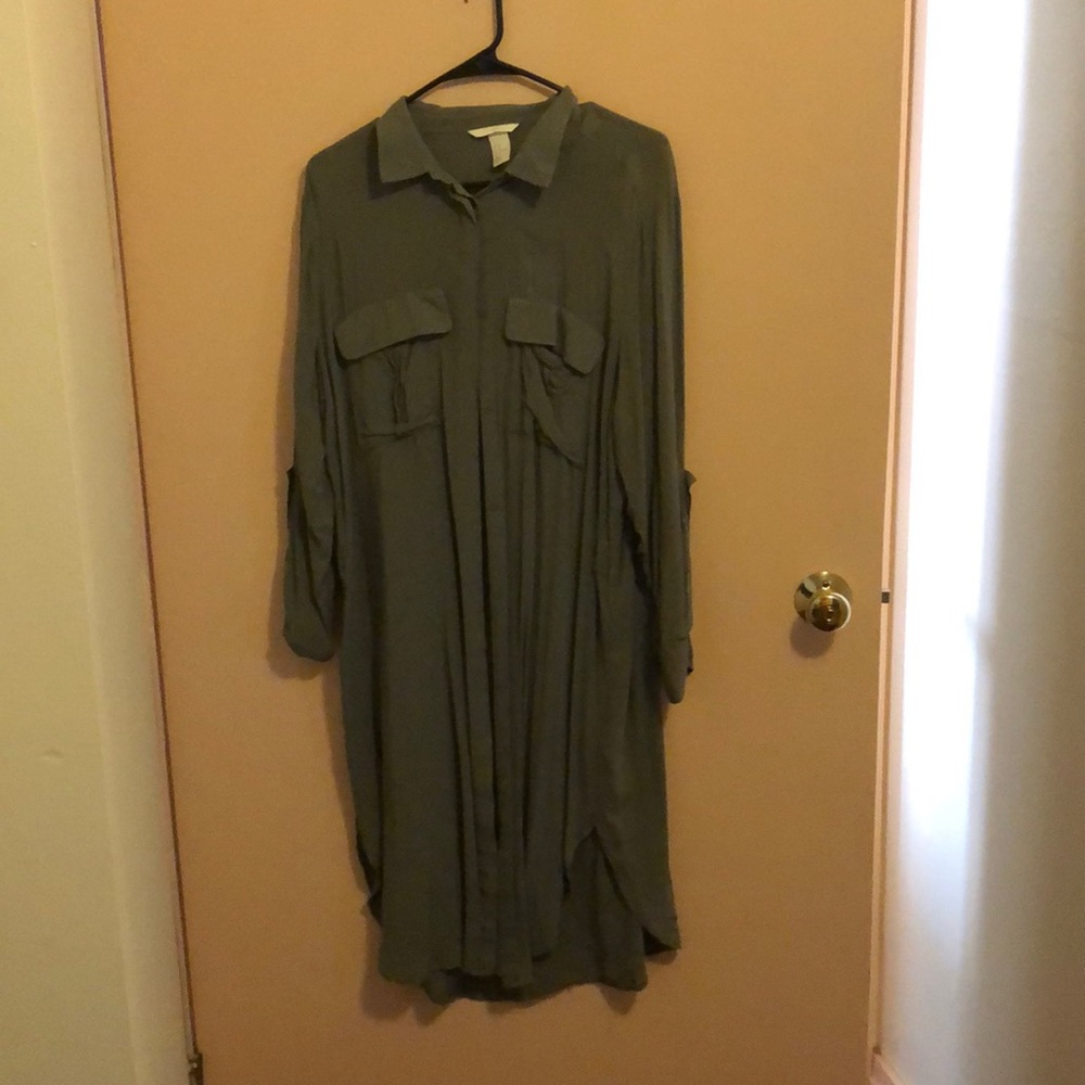 Olive green trench coat dress